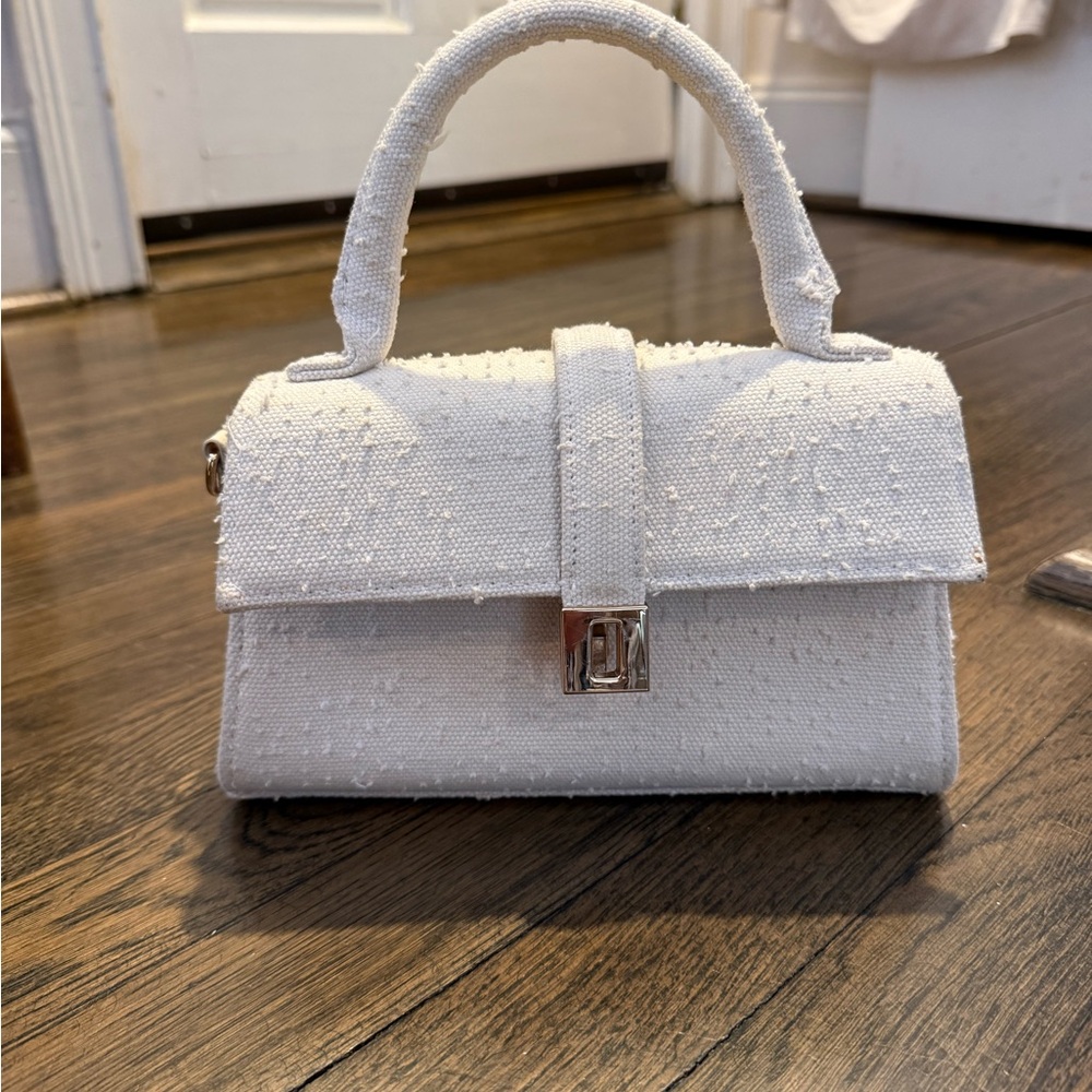 H&M White Textured Top-Handle Crossbody Bag